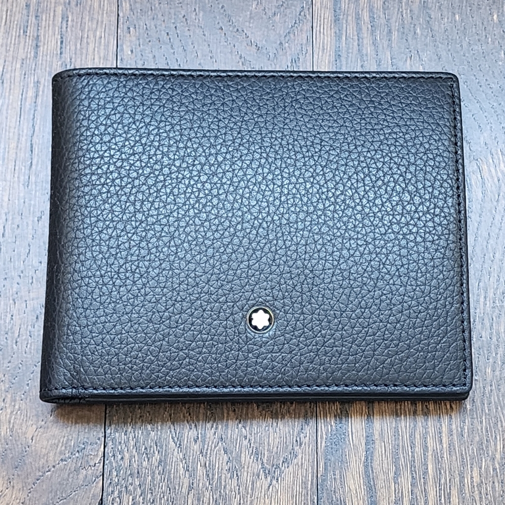 $435 New 100% Auth Montblanc   Meisterstuck Leather Bifold 6CC Wallet Black